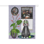 Whimsical Hound & Florals Garden Flag House Banner