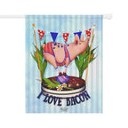 I Love Bacon Garden Flag RWB – Patriotic Pig Decorative House Banner