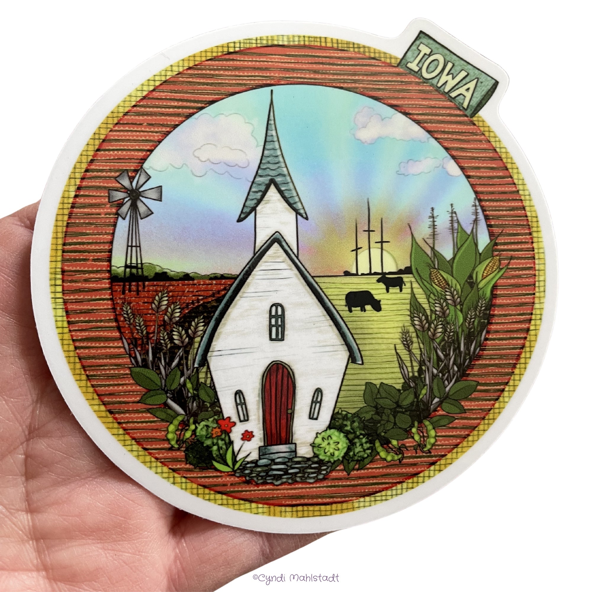 Iowa Country Charm Decal 4” (orange/gold)
