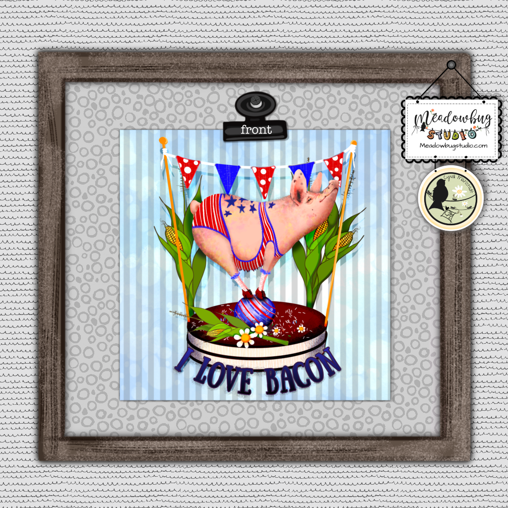 I Love Bacon RWB Note Card